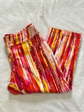 Ashley Stewart Multicolor Striped Watercolor Print Capris